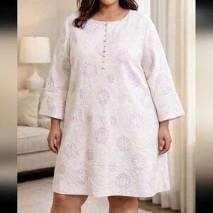 GIOVANNA Signature 22W Pink Floral Jacquard Dress Plus Size 3/4 Sleeve Church